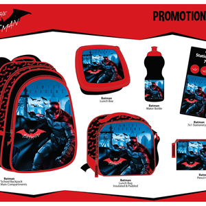 ست 12 در 1 کوله پشتی 46 سانتی بتمن The Batman مدل Promotion Items 12 in 1 - The Batman_کوله پشتی